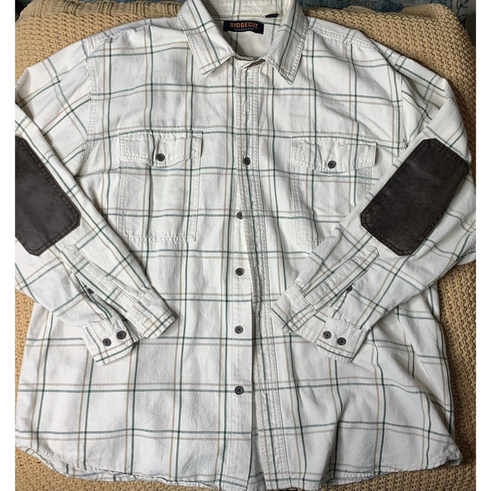 Mens 2XL Ridgecut Toughwear Patchwork Cabin Core‎ Work Thick Flannel Button Down